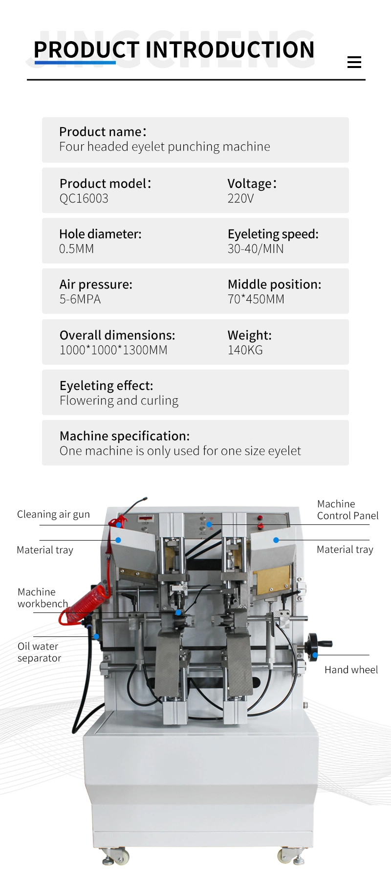 Multiple Usage Automatic Four Heads Eyelet Machine Hole Punching Machine